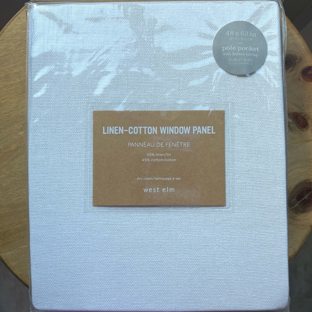 NWT West Elm Linen-Cotton Single Window Panel 48x63 Pole Pocket